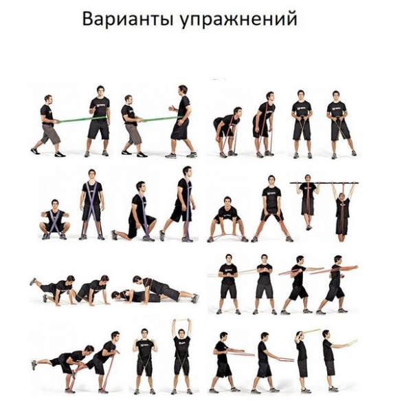 Набор эспандеров  (резиновых петель) 208 см Fitness sport  для фитнеса, йоги, пилатеса (4 шт с инструкцией)